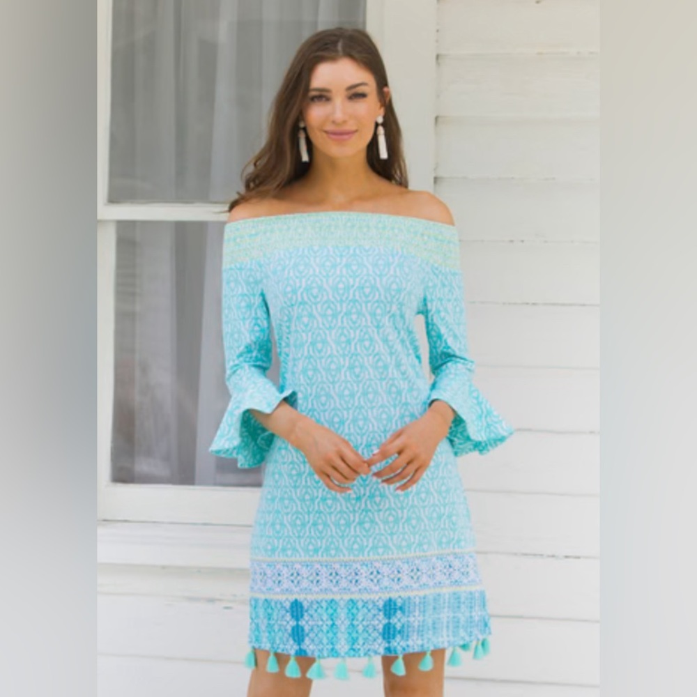 Cabana Life Costal Cottage Off The Shoulder Dress